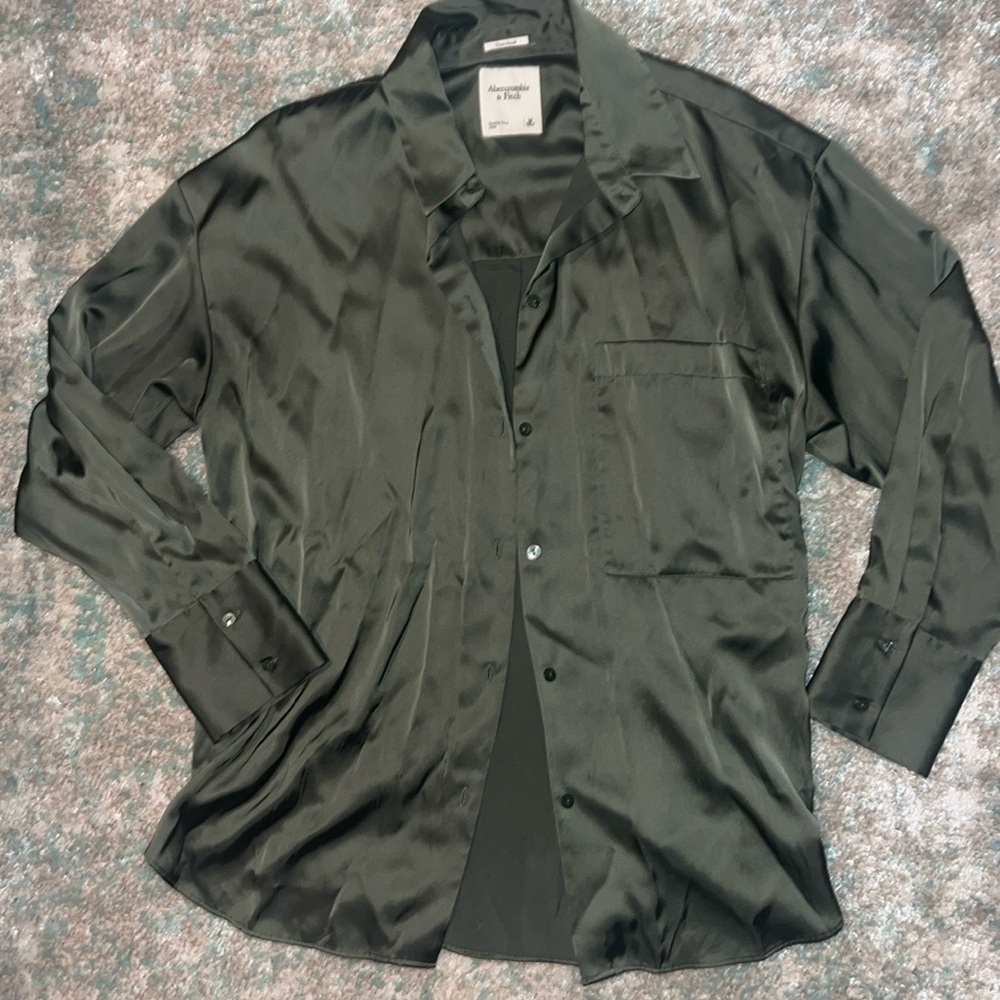 A&F oversized satin button down